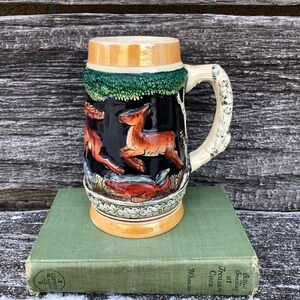 Vintage Original King Ceramic Beer Stein with Deer Design oversize Coffee Mug 🤎
